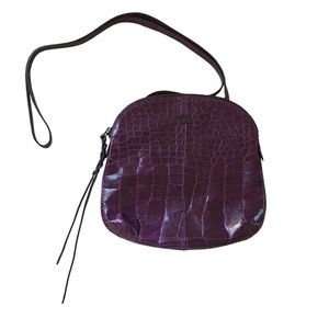 Eric Javits Crossbody Croc Embossed Leather Violet